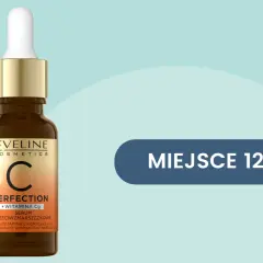Serum Eveline Perfection z witaminą Cg, zawierające sodium ascorbyl phosphate, w buteleczce z pipetą. MIEJSCE 12.