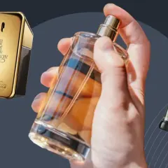 Kolekcja najdroższych perfum męskich: Paco Rabanne 1 Million, Yves Saint Laurent La Nuit de L'Homme i Hugo Boss.