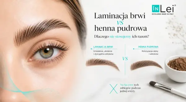 Laminacja brwi vs henna pudrowa: porównanie zabiegów stylizacji brwi. Zdjęcie przedstawia efekt laminacji i henny pudrowej.