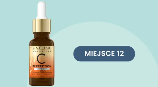 Serum Eveline Perfection z witaminą Cg, zawierające sodium ascorbyl phosphate, w buteleczce z pipetą. MIEJSCE 12.