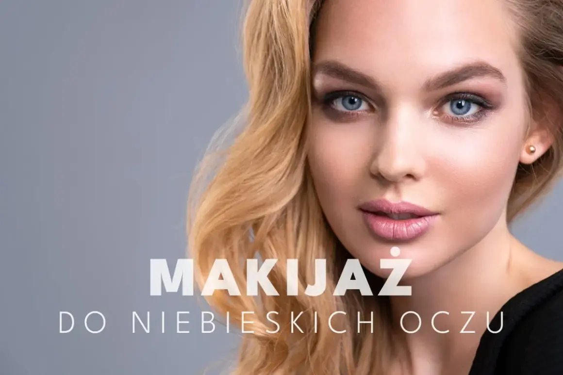Kobieta z niebieskimi oczami i blond włosami prezentuje makijaż dla niebieskich oczu.
