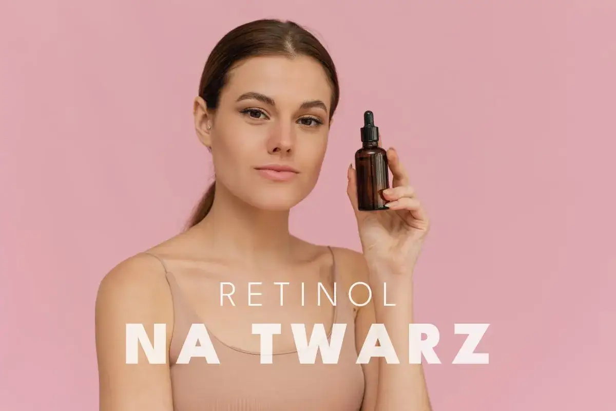 Kobieta prezentuje serum z retinolem, kluczowym składnikiem dla zdrowej sk&oacute;ry. Witamina A w formie retinolu to sekret pięknej cery.