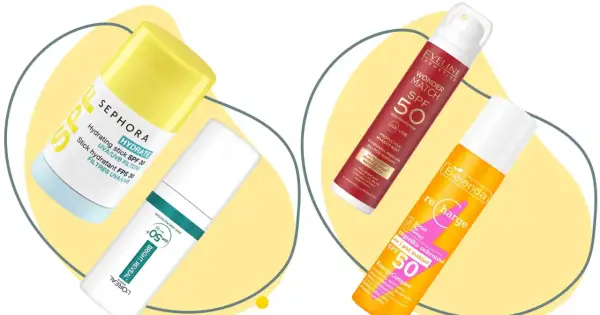 Reaplikacja SPF na makijaż: mgiełki ochronne Eveline i Bielenda oraz sztyft Sephora. Idealne na co dzień.