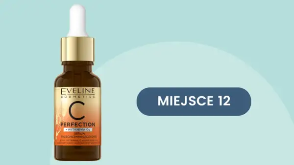 Serum Eveline Perfection z witaminą Cg, zawierające sodium ascorbyl phosphate, w buteleczce z pipetą. MIEJSCE 12.
